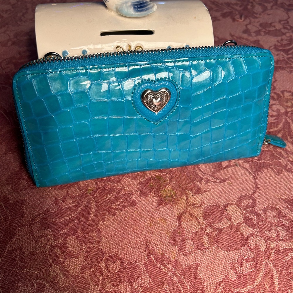 Brighton Turquoise Crocodile Embossed Wallet